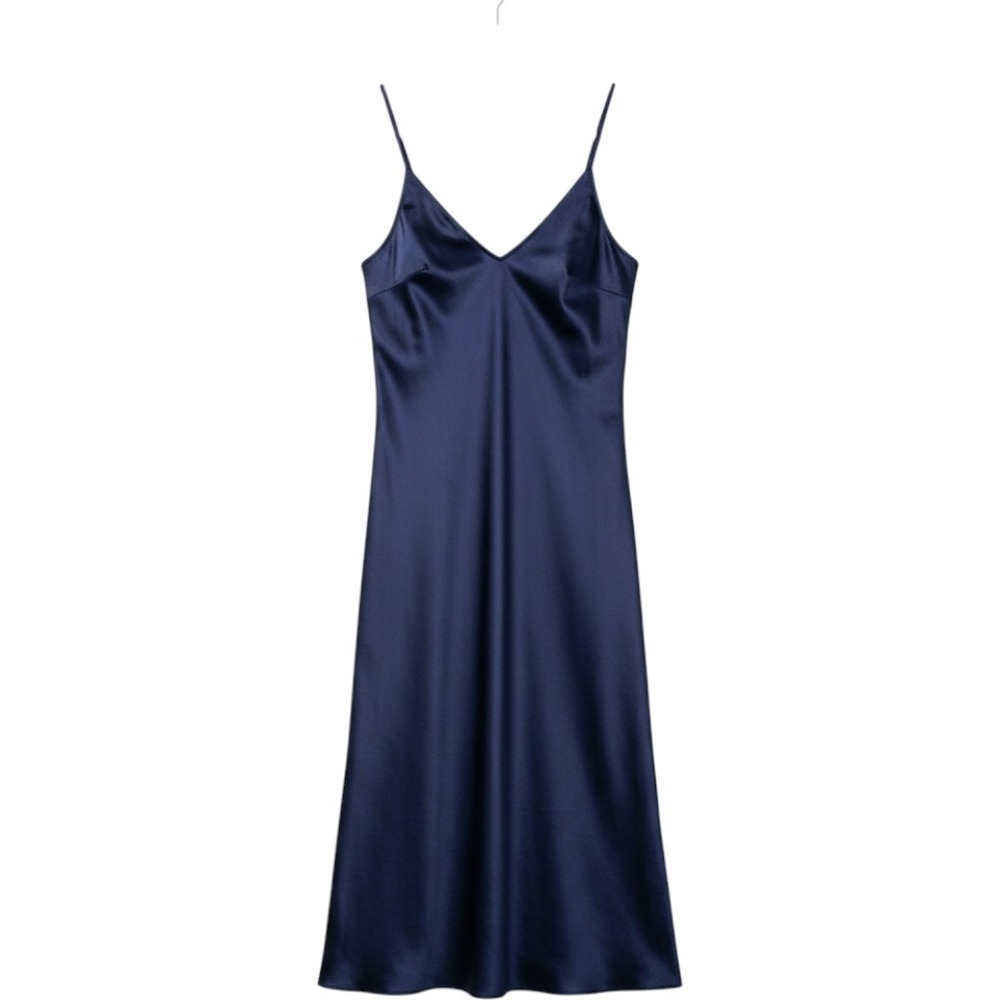 Neu Nomads Easy Slip Dress | Dress | Satin‎ TENCEL XS Minimalist Navy